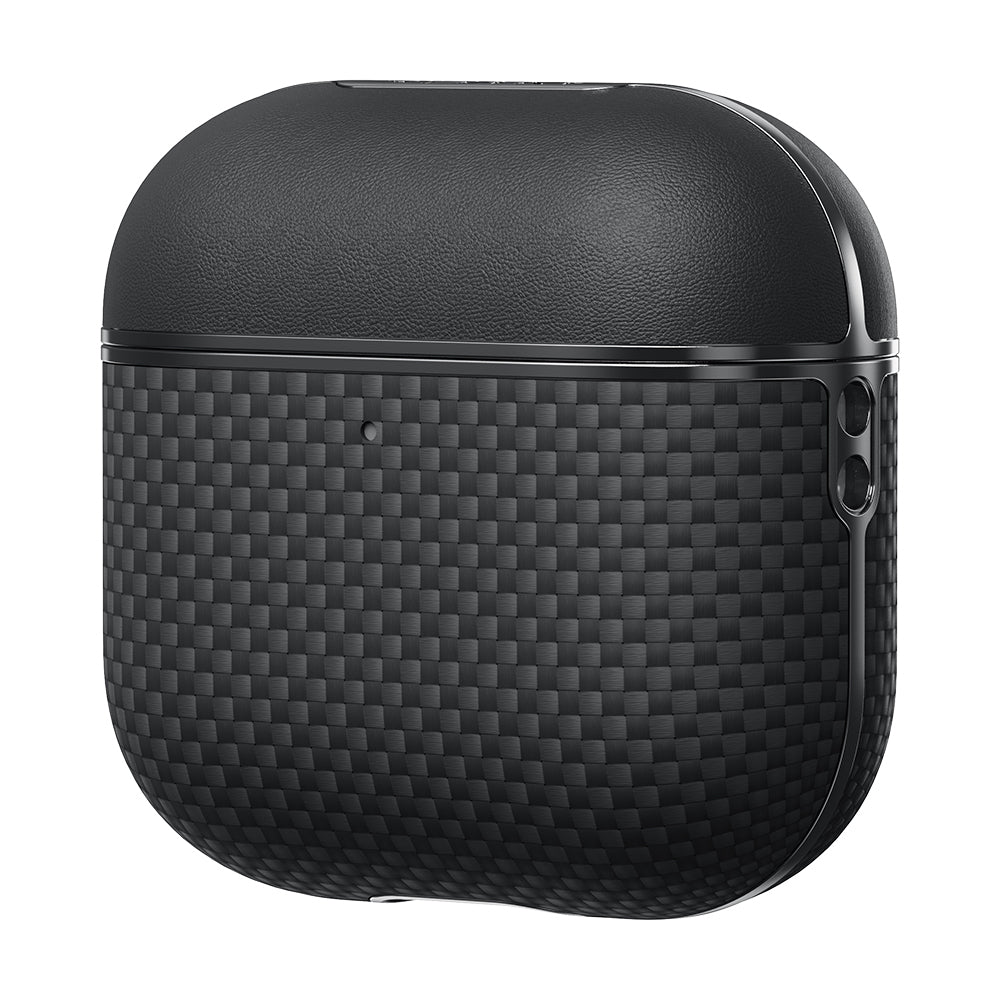 Apple Airpods 4 Kılıf 1500D Aramid Fiber Pitaka Ultra-Slim Classic Serisi Black-Grey Twill Kapak