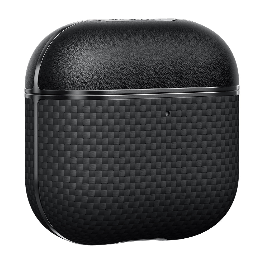 Apple Airpods 4 Kılıf 1500D Aramid Fiber Pitaka Ultra-Slim Classic Serisi Black-Grey Twill Kapak