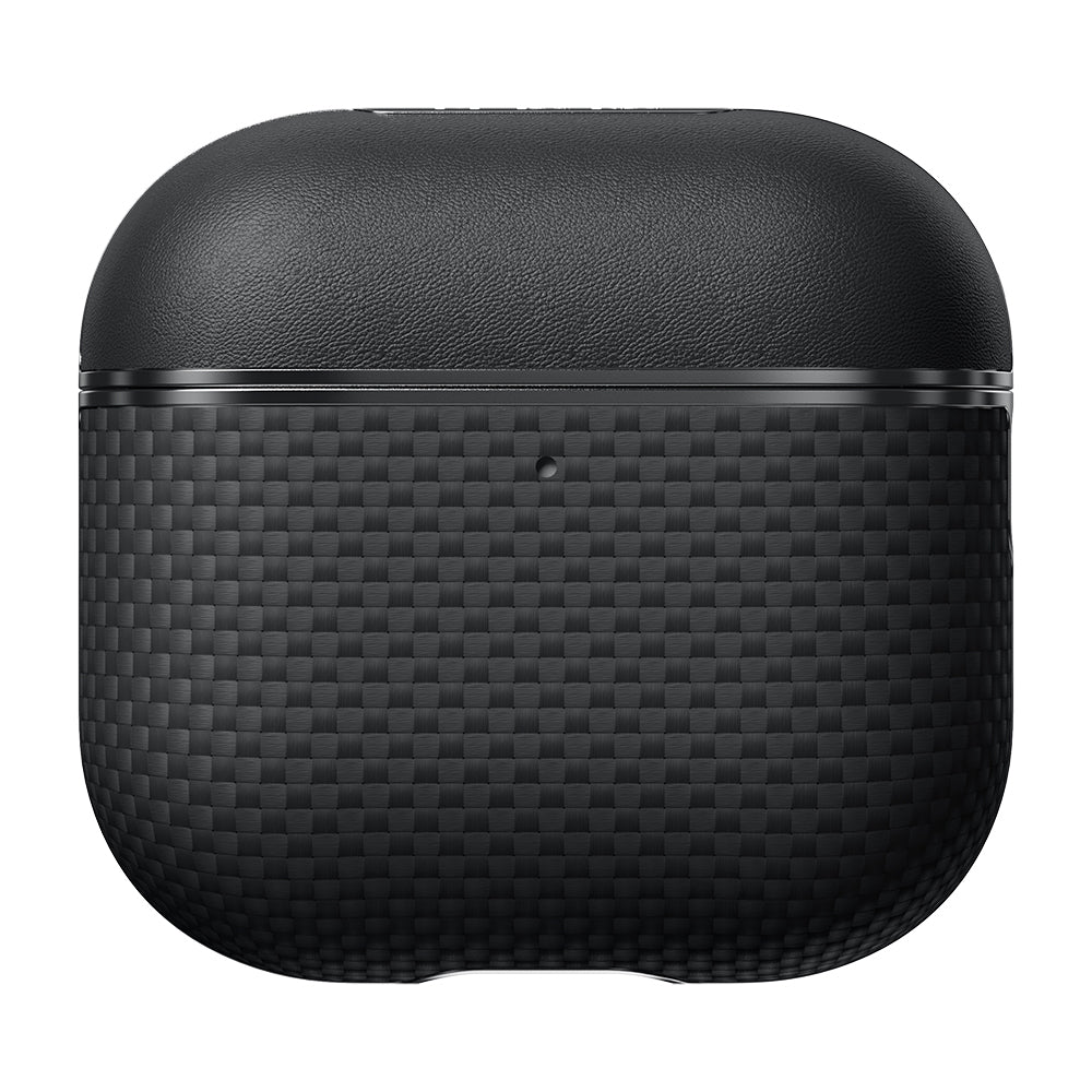 Apple Airpods 4 Kılıf 1500D Aramid Fiber Pitaka Ultra-Slim Classic Serisi Black-Grey Twill Kapak