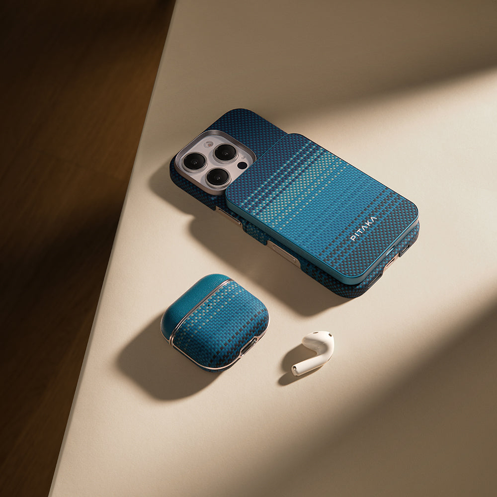 Apple Airpods 4 Kılıf Aramid Fiber Pitaka Tactile Woven Sunset-Moonrise Serisi Kapak