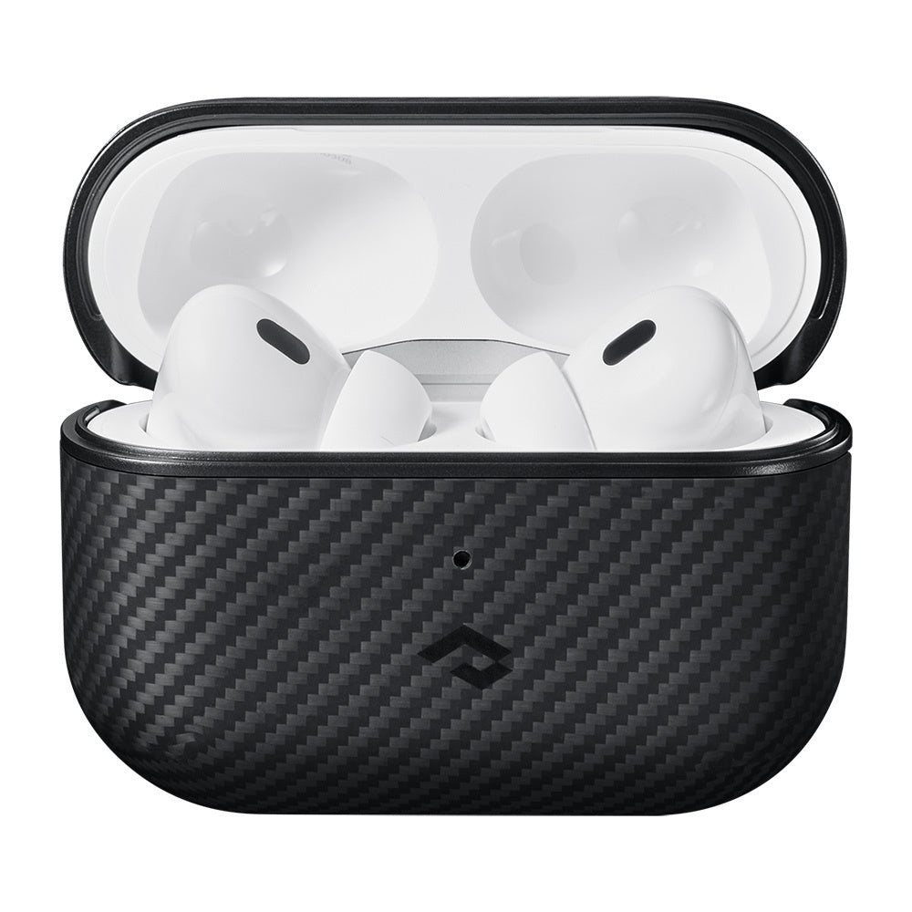 Apple Airpods Pro 2 Kılıf 600D Aramid Fiber Pitaka Classic Serisi Black-Grey Twill Kılıf