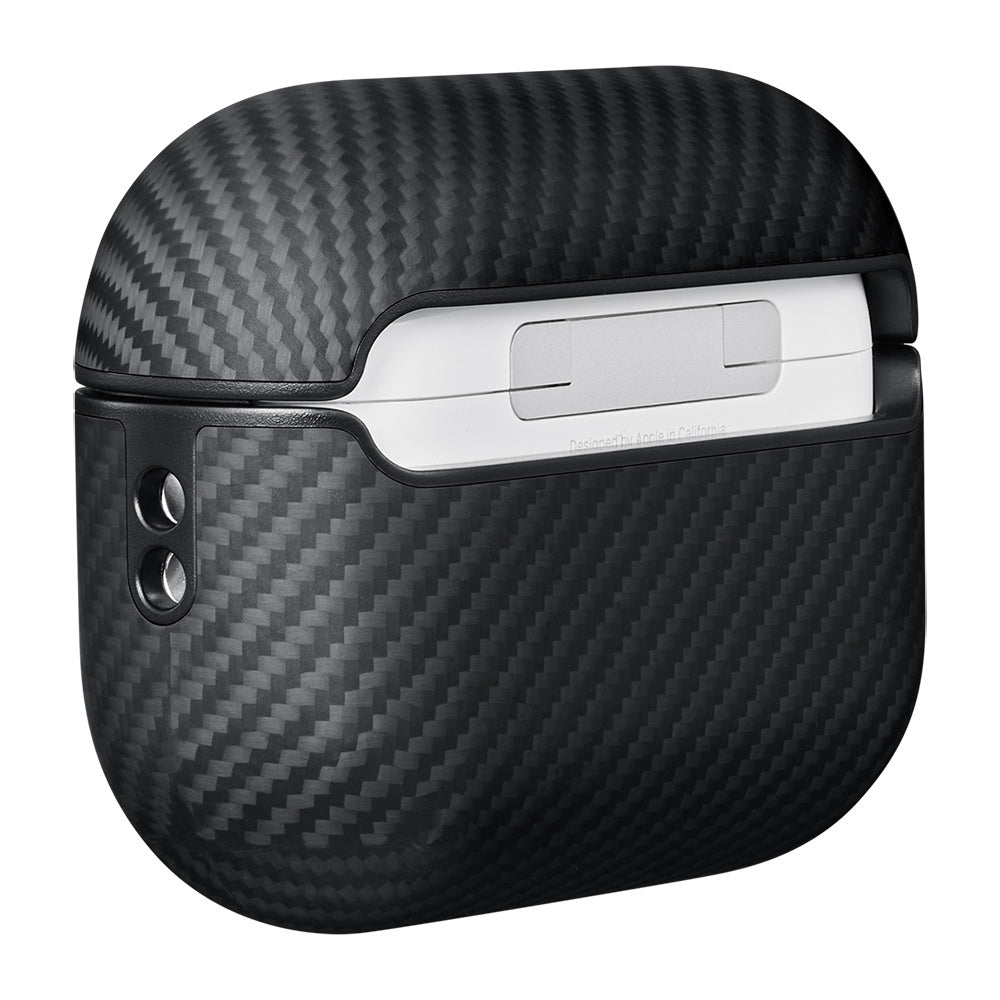 Apple Airpods Pro 2 Kılıf 600D Aramid Fiber Pitaka Classic Serisi Black-Grey Twill Kılıf