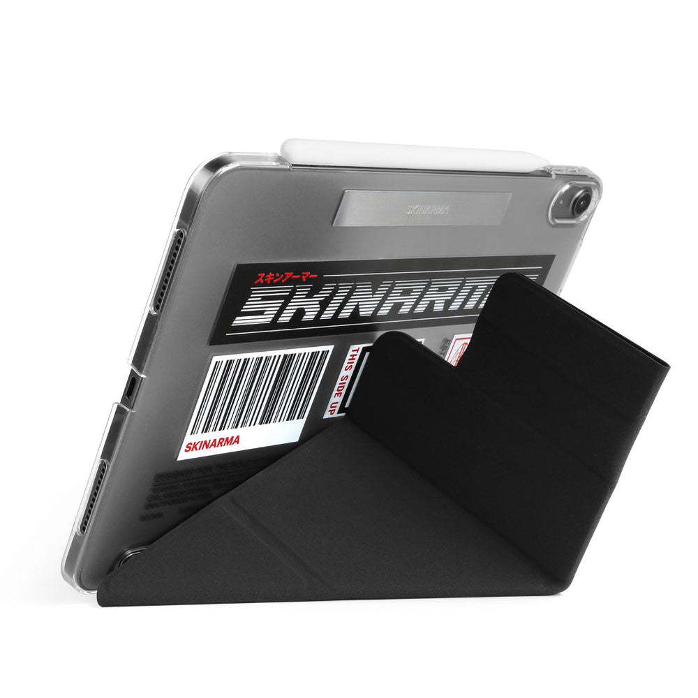 Apple iPad Pro 11 2025 M5 Kılıf SkinArma Sticker Tasarımlı Kalemlikli Arkası Şeffaf Standlı Magnetik Taito Kılıf