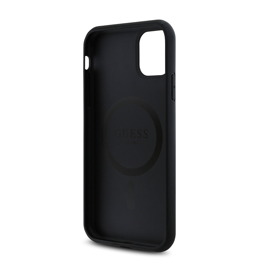 Apple iPhone 11 Kılıf Guess Orjinal Lisanslı M-safe Uyumlu Gül Baskılı 4G Desenli Yazı Logolu Kapak