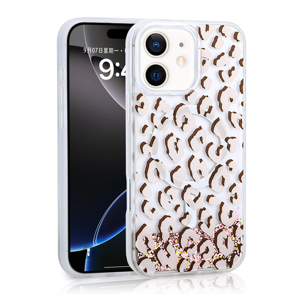 Apple iPhone 11 Kılıf Sıvılı Simli Baskılı Şeffaf Arka Yüzey Zore Mossa Silikon Kapak
