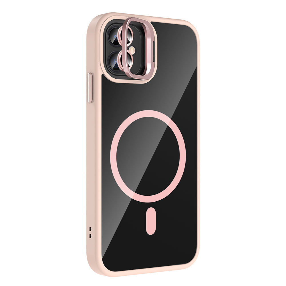 Apple iPhone 11 Kılıf Standlı ve Kamera Lens Hediyeli M-Safe Şarj Özellikli Zore Etro Kapak