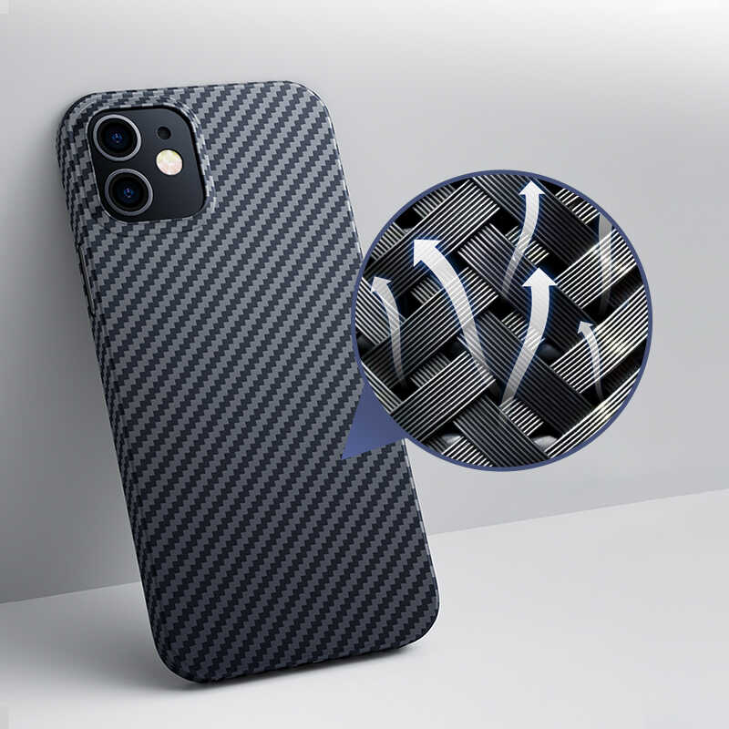 Apple iPhone 12 Kılıf Benks Aramid Karbon Kapak