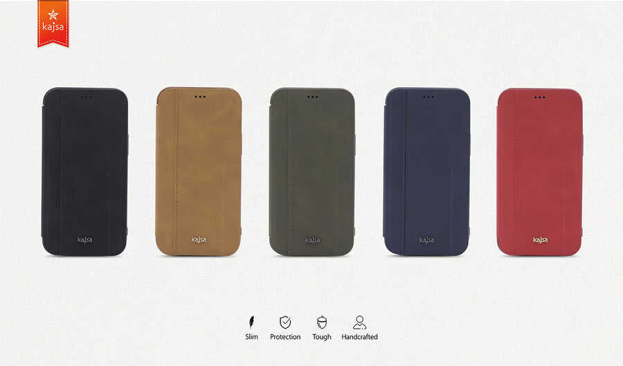 Apple iPhone 12 Kılıf Kajsa Dale Serisi Parallel PU Folio Kapaklı Kılıf