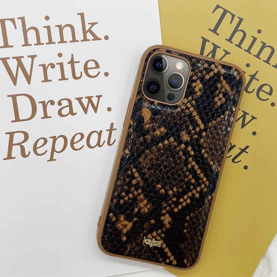 Apple iPhone 12 Kılıf Kajsa Glamorous Serisi Snake Pattern Kapak