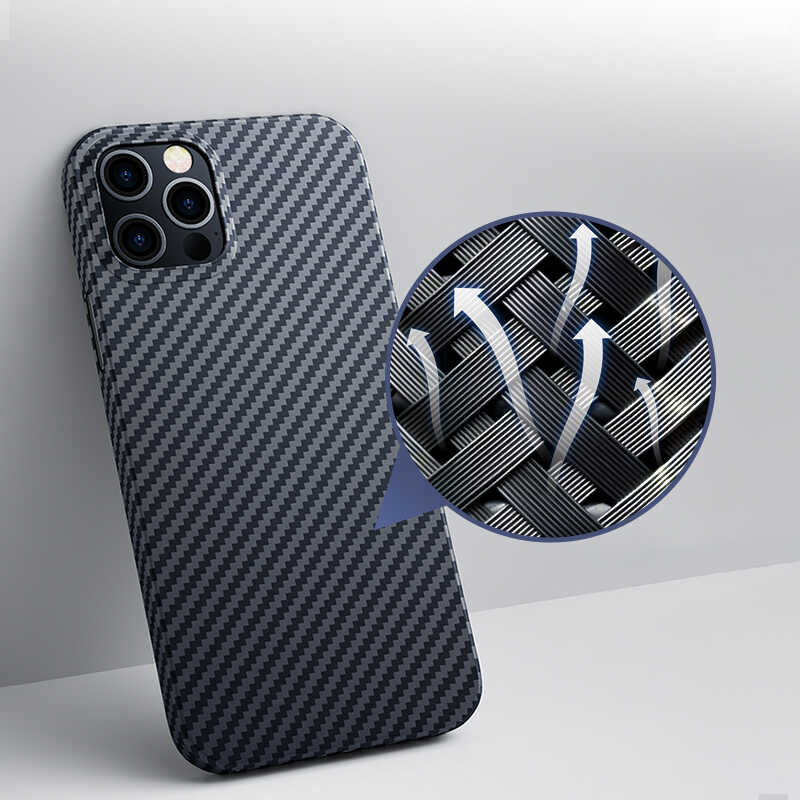 Apple iPhone 12 Pro Kılıf Benks Aramid Karbon Kapak
