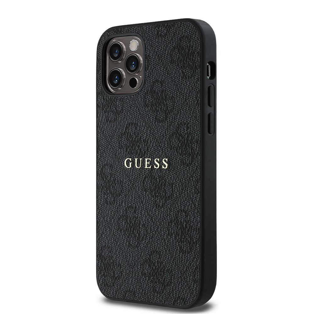 Apple iPhone 12 Pro Kılıf Guess Orjinal Lisanslı M-safe Şarj Özellikli 4G Desen Yazı Logolu Kapak