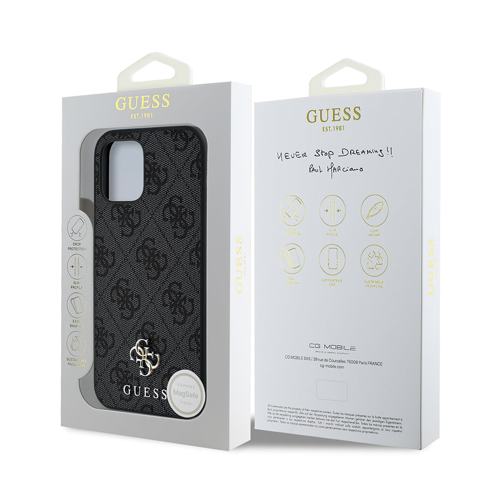 Apple iPhone 12 Pro Kılıf Guess Orjinal Lisanslı M-safe Şarj Özellikli Small 4G Classic Kapak