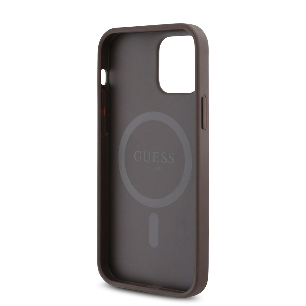 Apple iPhone 12 Pro Kılıf Guess Orjinal Lisanslı M-safe Şarj Özellikli Small 4G Classic Kapak