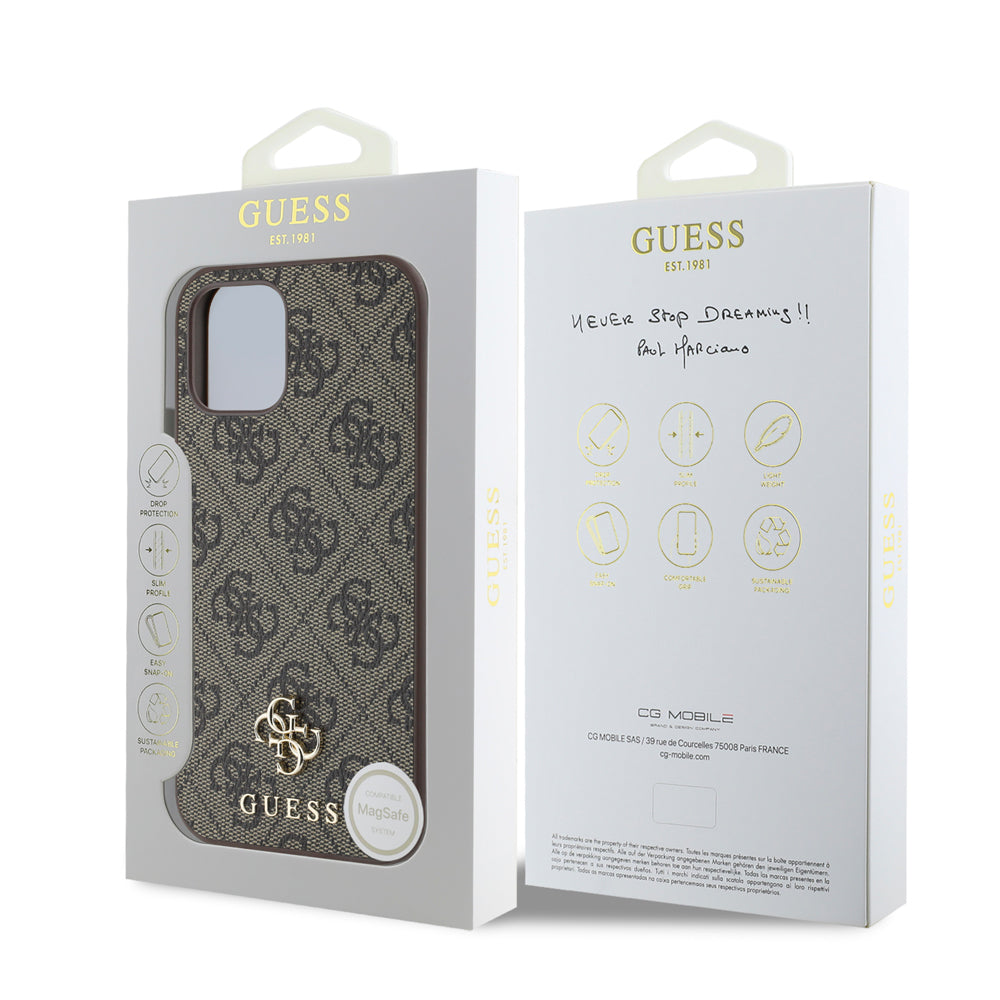 Apple iPhone 12 Pro Kılıf Guess Orjinal Lisanslı M-safe Şarj Özellikli Small 4G Classic Kapak