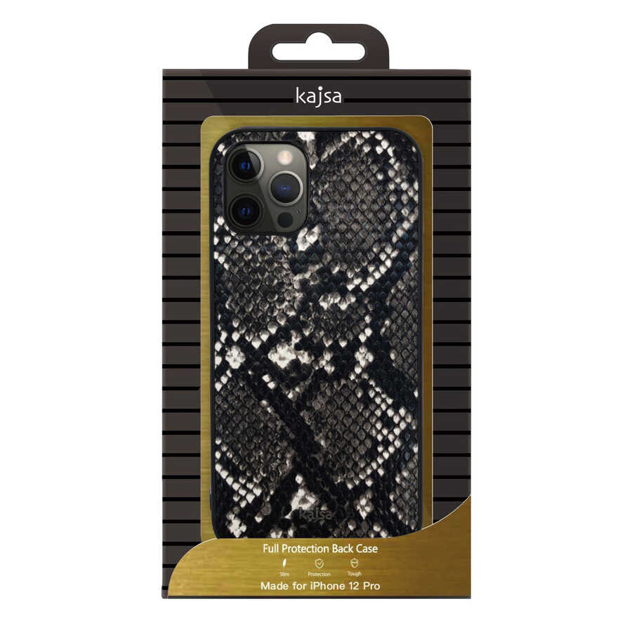 Apple iPhone 12 Pro Kılıf Kajsa Glamorous Serisi Snake Pattern Kapak