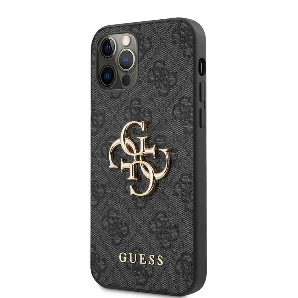 Apple iPhone 12 Pro Max Kılıf Guess Orjinal Lisanslı PU Deri Büyük Metal Logo Dizaynlı Kapak