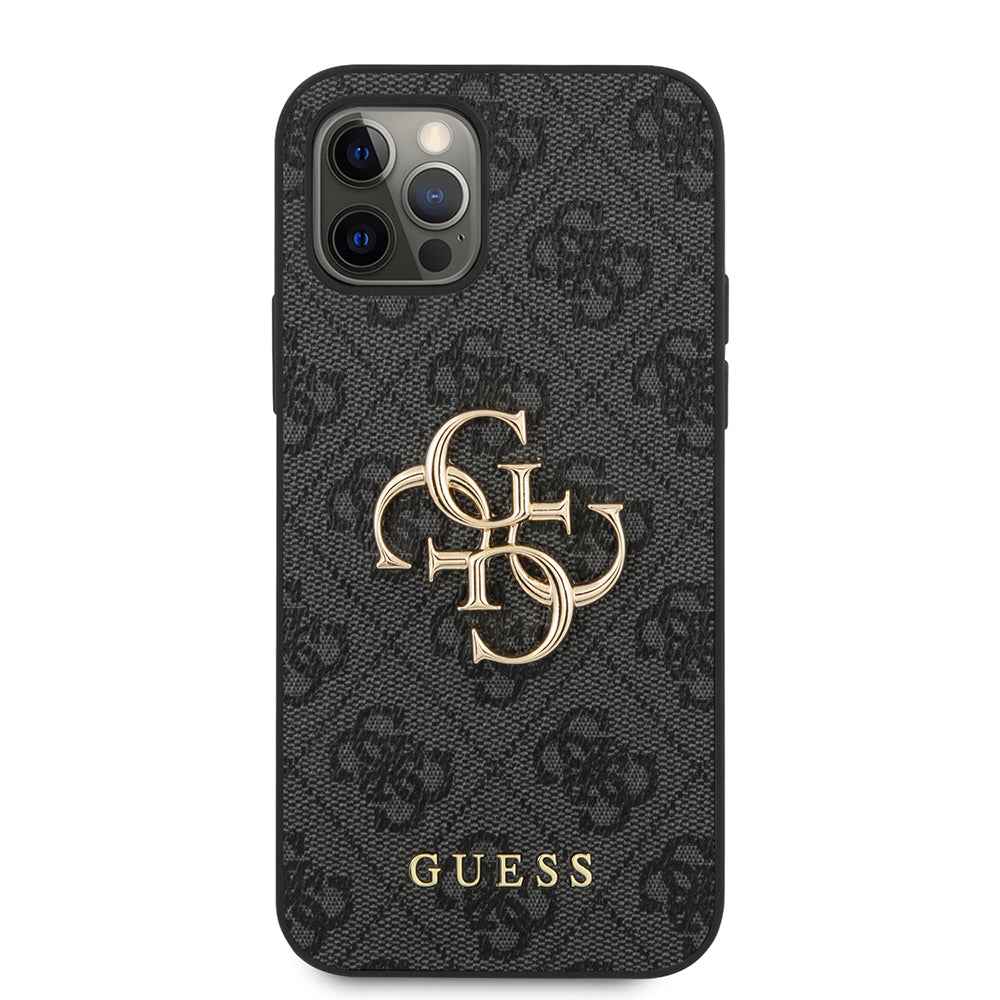 Apple iPhone 12 Pro Max Kılıf Guess Orjinal Lisanslı PU Deri Büyük Metal Logo Dizaynlı Kapak