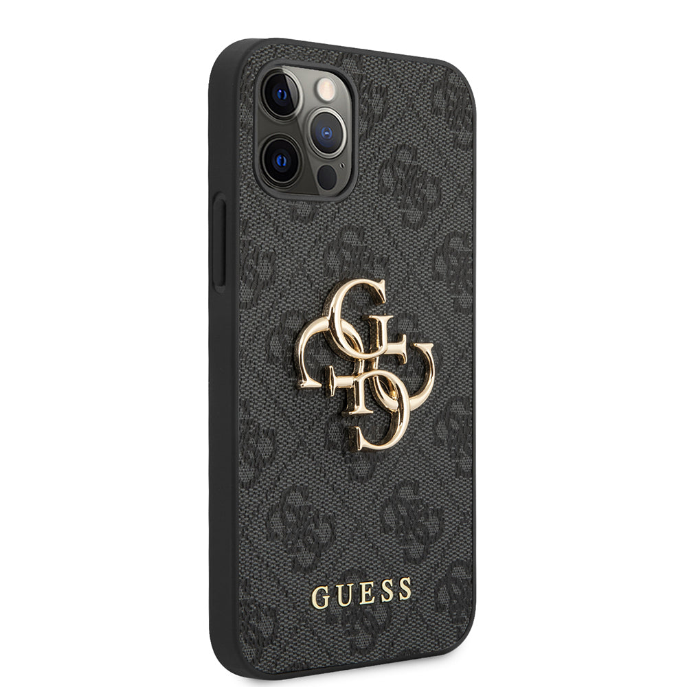 Apple iPhone 12 Pro Max Kılıf Guess Orjinal Lisanslı PU Deri Büyük Metal Logo Dizaynlı Kapak