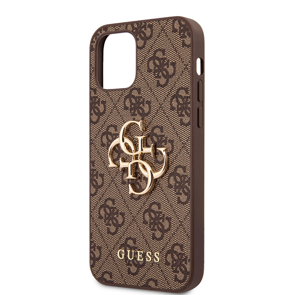 Apple iPhone 12 Pro Max Kılıf Guess Orjinal Lisanslı PU Deri Büyük Metal Logo Dizaynlı Kapak
