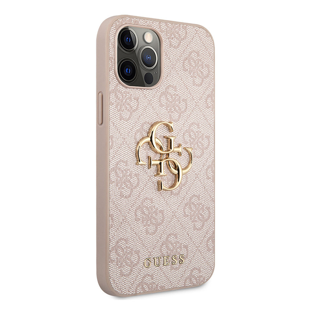 Apple iPhone 12 Pro Max Kılıf Guess Orjinal Lisanslı PU Deri Büyük Metal Logo Dizaynlı Kapak