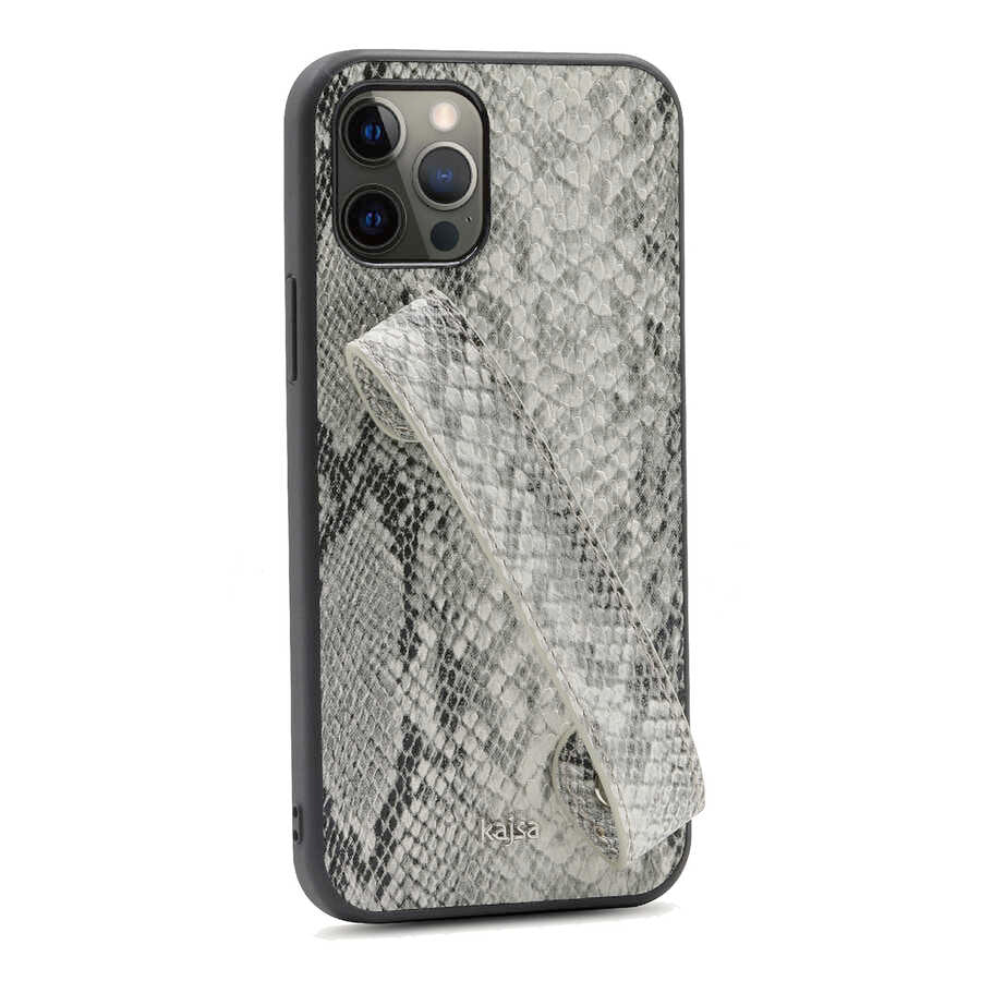 Apple iPhone 12 Pro Max Kılıf Kajsa Glamorous Serisi Snake Handstrap Kapak
