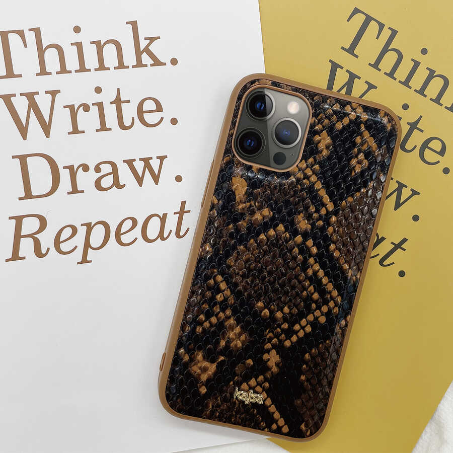 Apple iPhone 12 Pro Max Kılıf Kajsa Glamorous Serisi Snake Pattern Kapak