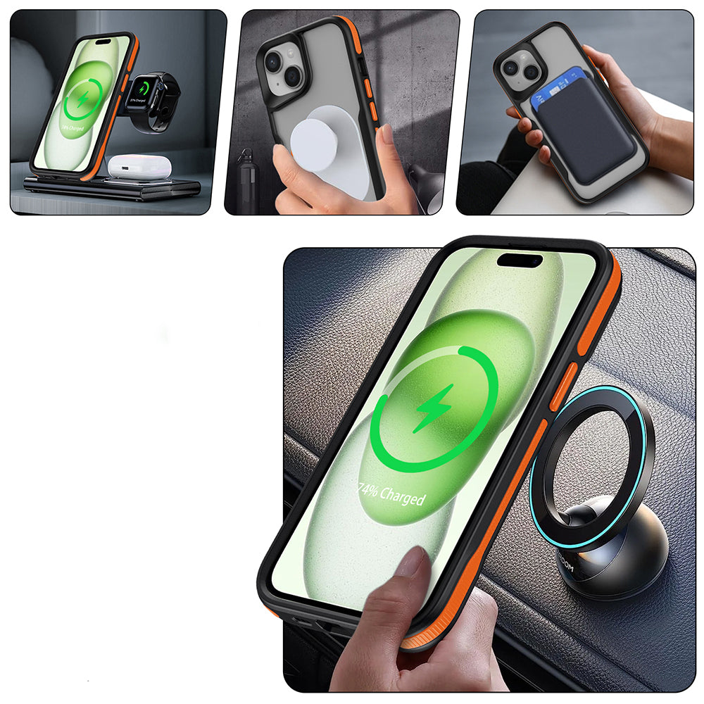 Apple iPhone 13 Kılıf M-safe Şarj Özellikli Renkli Kenar Airbag Şeritli Zore Lamer Kapak