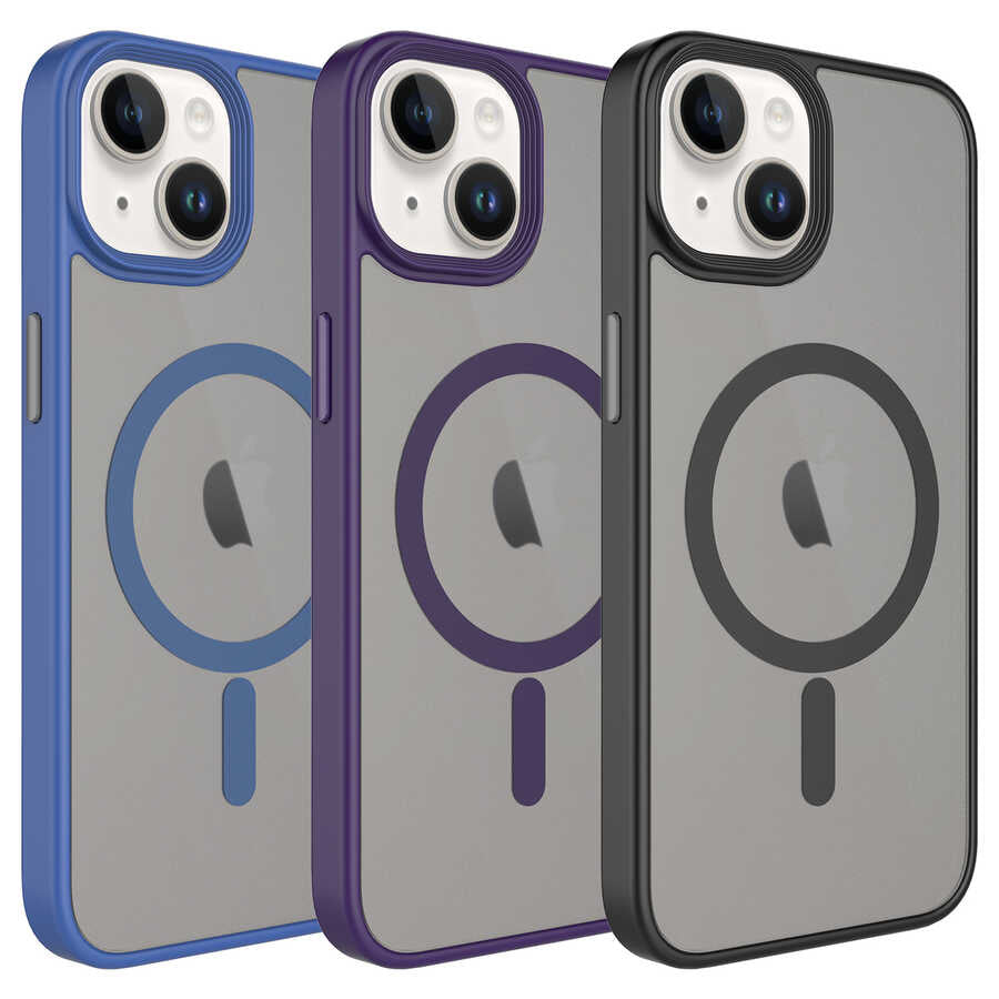 Apple iPhone 13 Kılıf Mat Arka Yüzey Wireless Şarj Özellikli Zore Flet M-safe Kapak