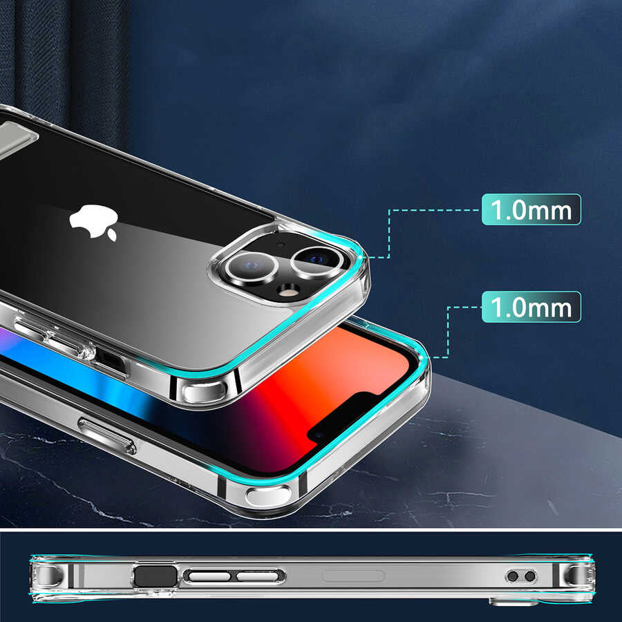 Apple iPhone 13 Kılıf Standlı Şeffaf Silikon Zore L-Stand Kapak