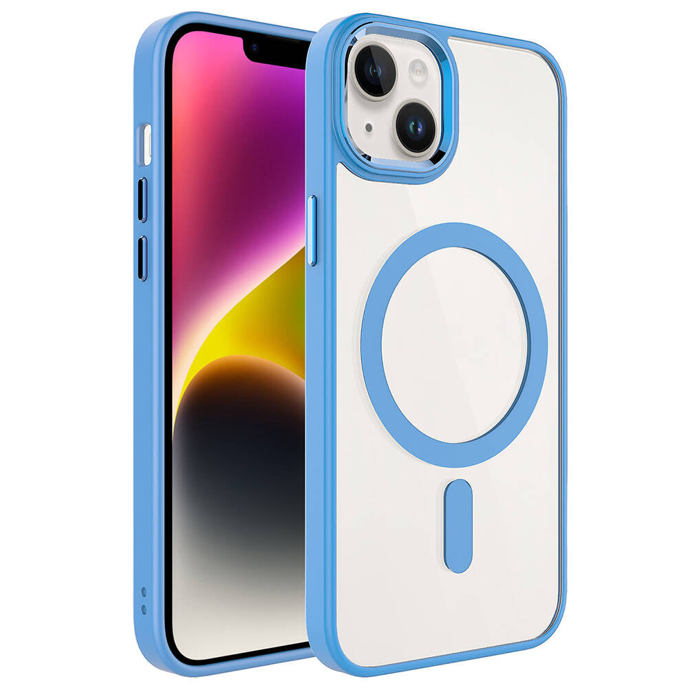 Apple iPhone 13 Kılıf Wireless Şarj Özellikli Zore Krom M-safe Silikon Kapak