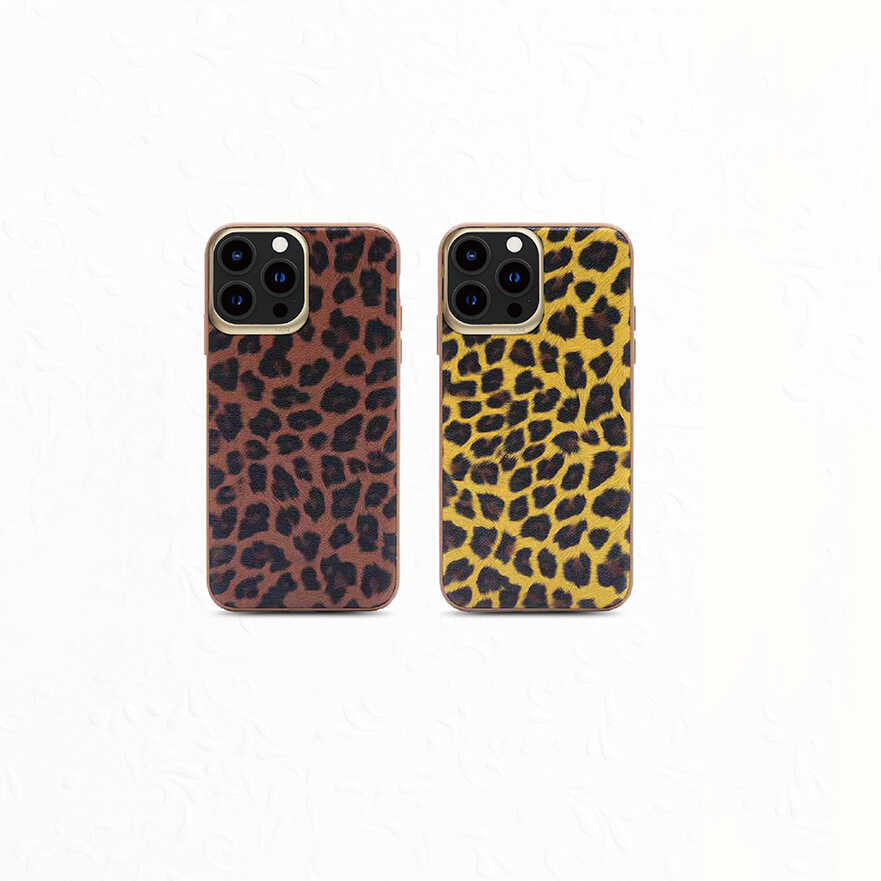 Apple iPhone 13 Pro Kılıf Kajsa Glamorous Serisi Leopard Combo Kapak