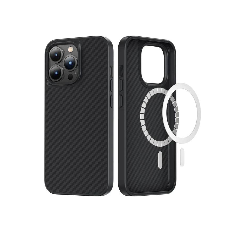 Apple iPhone 13 Pro Kılıf M-safe Özellikli Karbon Fiber Benks Essential Kevlar Kapak