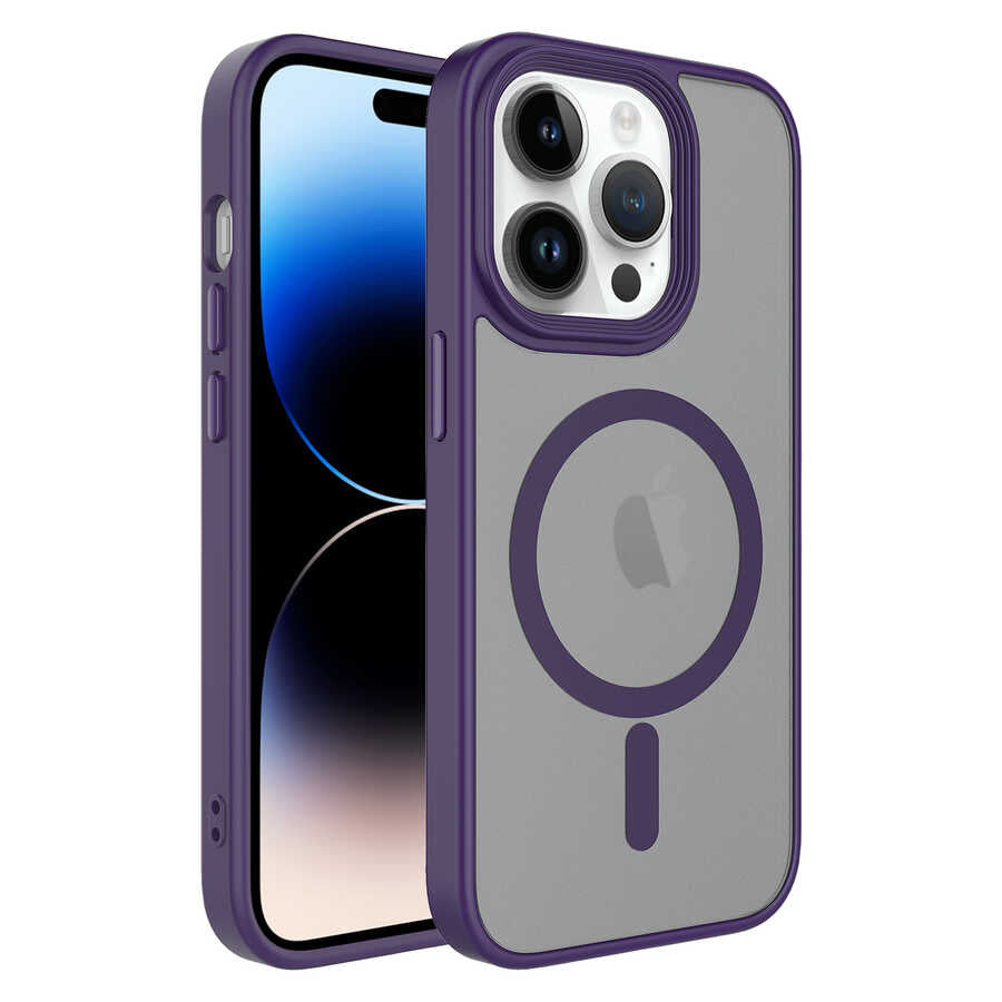 Apple iPhone 13 Pro Kılıf Mat Arka Yüzey Wireless Şarj Özellikli Zore Flet M-safe Kapak