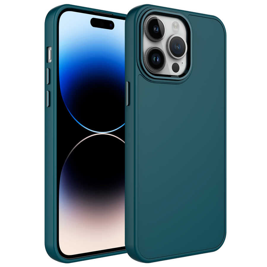 Apple iPhone 13 Pro Max Kılıf Metal Çerçeve ve Buton Tasarımlı Silikon Zore Luna Kapak