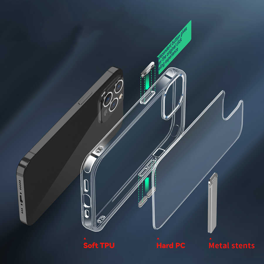 Apple iPhone 13 Pro Max Kılıf Standlı Şeffaf Silikon Zore L-Stand Kapak