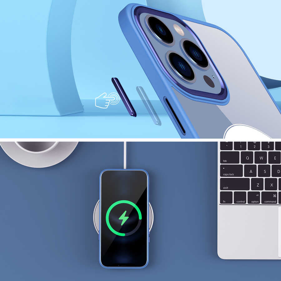 Apple iPhone 13 Pro Max Kılıf Wireless Şarj Özellikli Zore Krom M-safe Silikon Kapak
