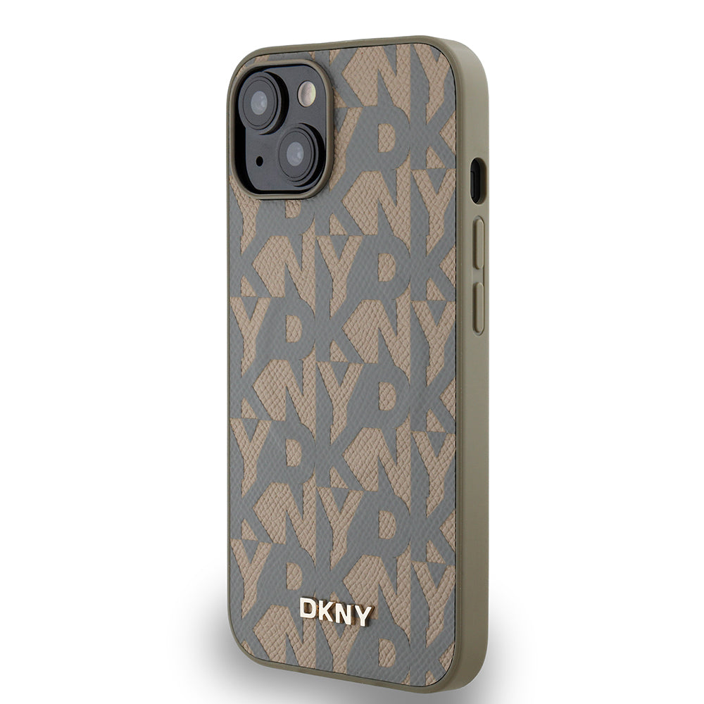 Apple iPhone 14 Kılıf DKNY Orjinal Lisanslı M-safe Şarj Özellikli 3D Yazılı Grid Pattern Kapak