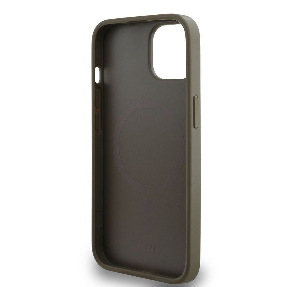 Apple iPhone 14 Kılıf DKNY Orjinal Lisanslı M-safe Şarj Özellikli 3D Yazılı Grid Pattern Kapak