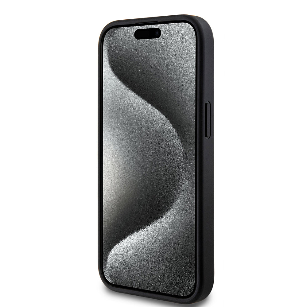 Apple iPhone 14 Kılıf DKNY Orjinal Lisanslı Taşlı DKNY Yazılı Metalik Rhinestones PU Deri Kapak