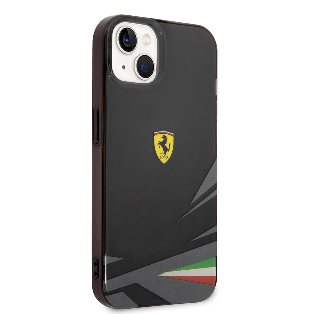 Apple iPhone 14 Kılıf Ferrari Orjinal Lisanslı Baskı Logolu İtalyan Bayrak Baskılı Dizayn Kapak