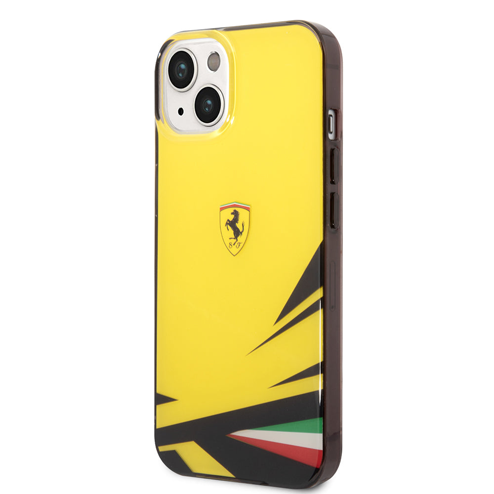 Apple iPhone 14 Kılıf Ferrari Orjinal Lisanslı Baskı Logolu İtalyan Bayrak Baskılı Dizayn Kapak