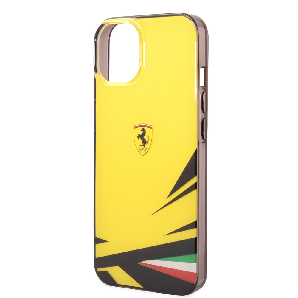Apple iPhone 14 Kılıf Ferrari Orjinal Lisanslı Baskı Logolu İtalyan Bayrak Baskılı Dizayn Kapak