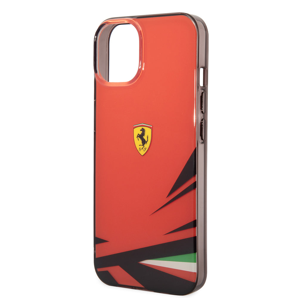 Apple iPhone 14 Kılıf Ferrari Orjinal Lisanslı Baskı Logolu İtalyan Bayrak Baskılı Dizayn Kapak