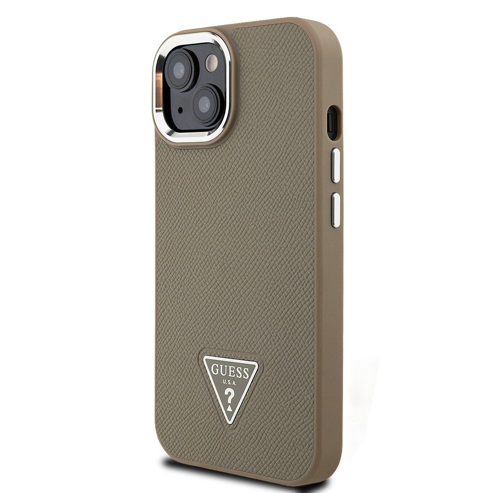 Apple iPhone 14 Kılıf Guess Orjinal Lisanslı M-safe Şarj Özellikli Grained Triangle Kapak
