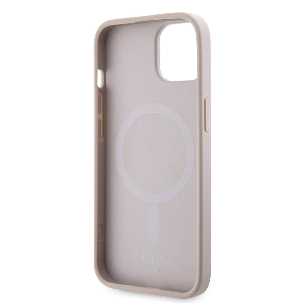 Apple iPhone 14 Kılıf Guess Orjinal Lisanslı M-safe Şarj Özellikli 4G Şerit Tasarımlı Printed Kapak