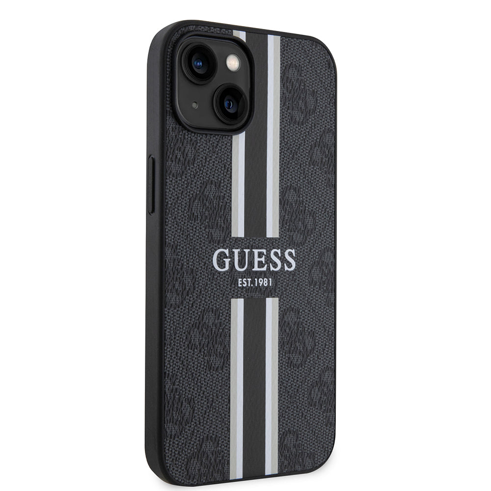 Apple iPhone 14 Kılıf Guess Orjinal Lisanslı M-safe Şarj Özellikli 4G Şerit Tasarımlı Printed Kapak