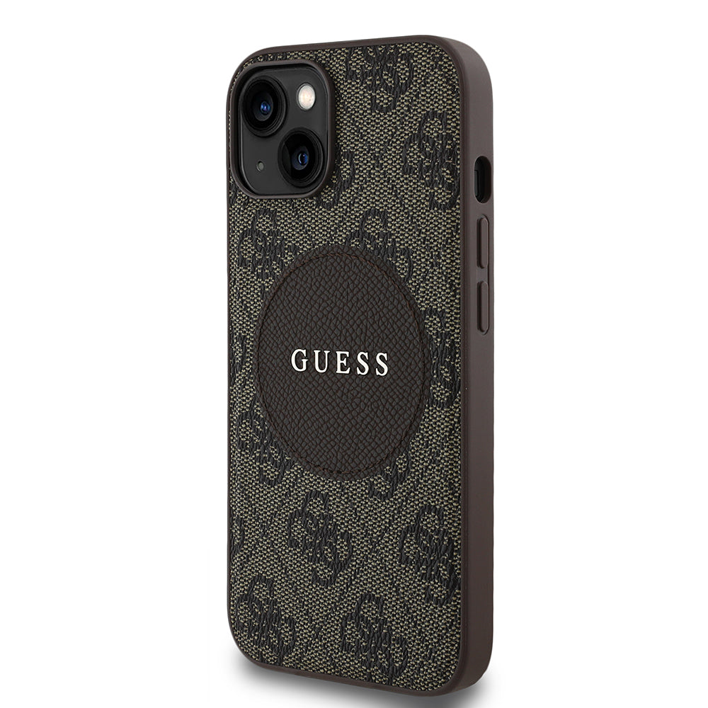 Apple iPhone 14 Kılıf Guess Orjinal Lisanslı M-safe Şarj Özellikli Yazı Logolu Circle Classic Kapak
