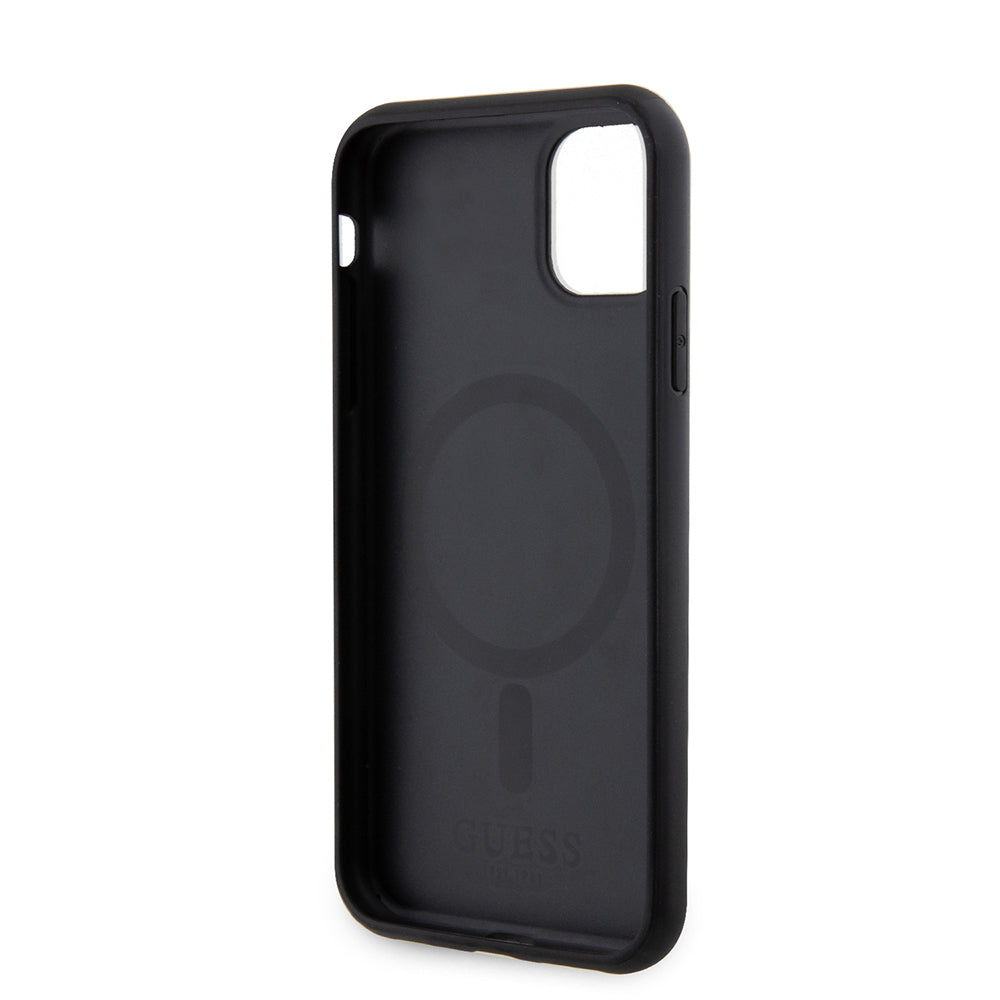 Apple iPhone 14 Kılıf Guess Orjinal Lisanslı M-safe Şarj Özellikli Yazı Logolu Saffiano Classic Kapak