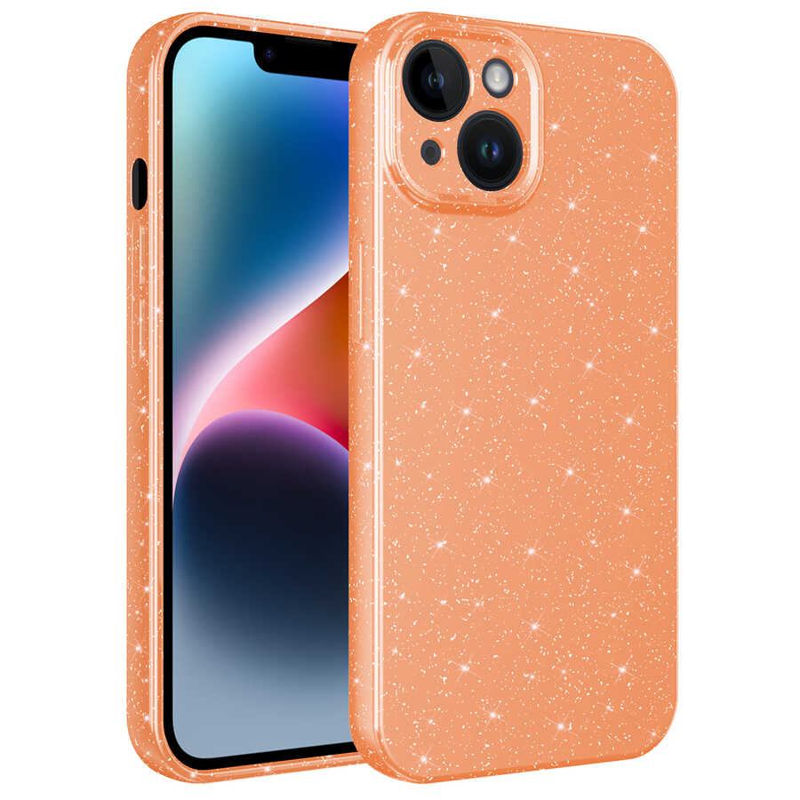 Apple iPhone 14 Kılıf Kamera Korumalı Simli Lüks Zore Koton Kapak