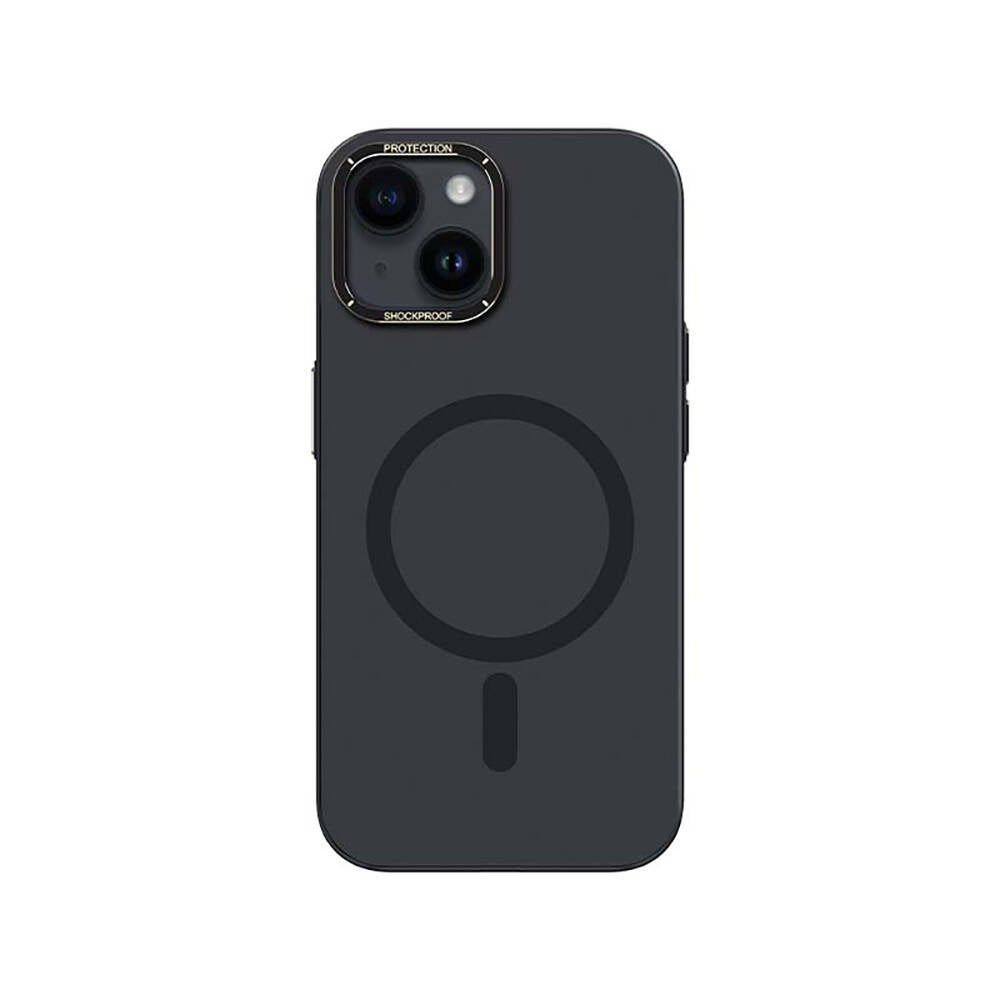 Apple iPhone 14 Kılıf M-safe Şarj Özellikli Metal Kamera Çerçeveli Recci Glaze Serisi Kapak